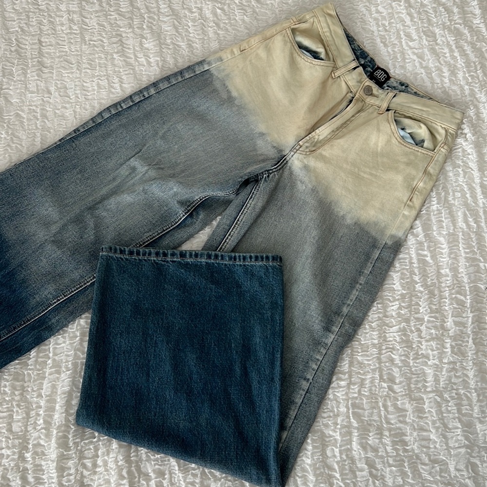 Wide leg gradient denim jeans